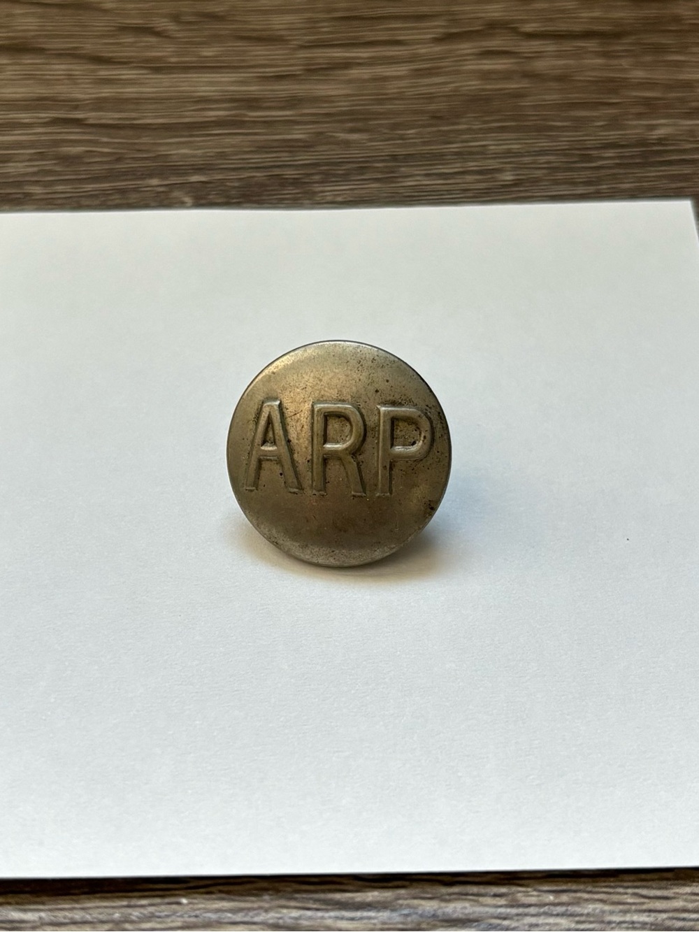 ARP Air Raid Precautions Uniform Button Vintage Antique
